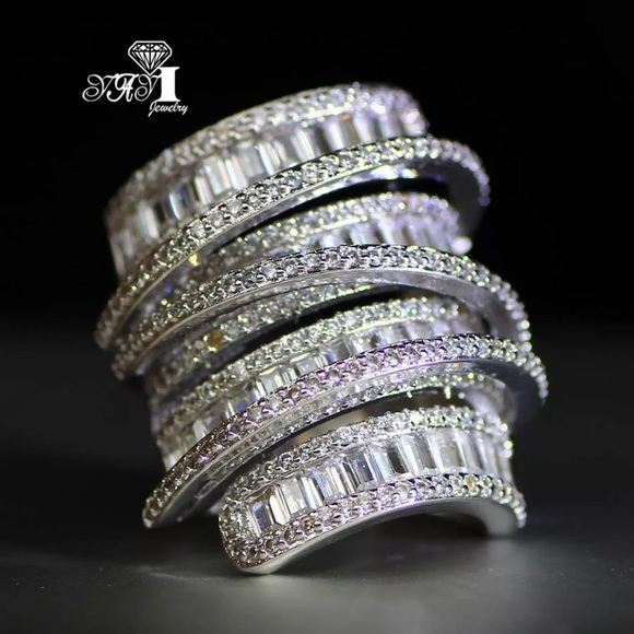 Luxury 925 Sterling Silver Shinning Princess Ring - Picture 6 of 15